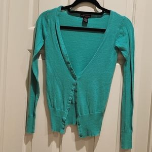 BODY CENTRAL Green Button-Up Sweater Cardigan Size S